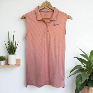 Nike Women's XS Pink Striped Sleeveless Polo Dri-FIT